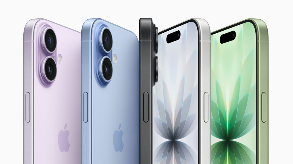 多種顏色的 iPhone 17 手機排列